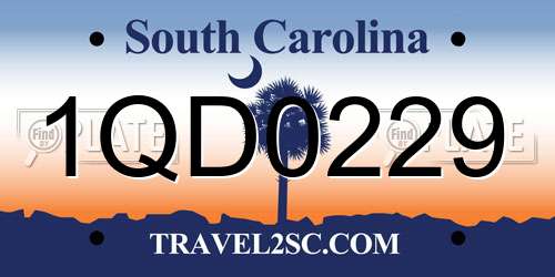 1QD0229 South Carolina License Plate