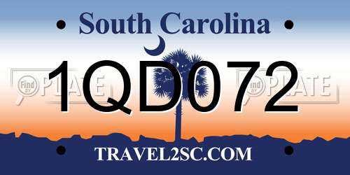 1QD072 South Carolina License Plate