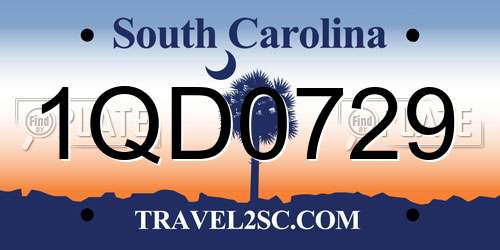 1QD0729 South Carolina License Plate