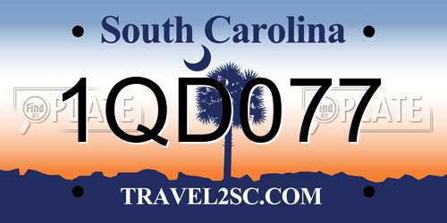 1QD077 South Carolina License Plate