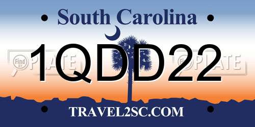 1QDD22 South Carolina License Plate