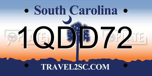 1QDD72 South Carolina License Plate