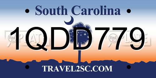 1QDD779 South Carolina License Plate