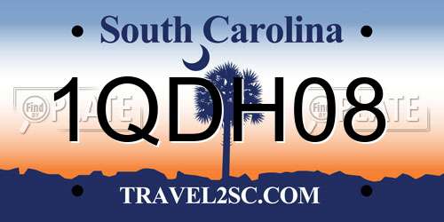 1QDH08 South Carolina License Plate