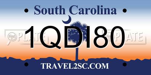 1QDI80 South Carolina License Plate