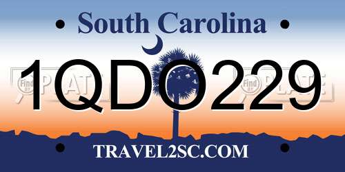 1QDO229 South Carolina License Plate