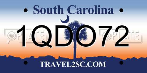 1QDO72 South Carolina License Plate