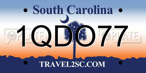 1QDO77 South Carolina License Plate