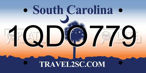 1QDO779 South Carolina License Plate
