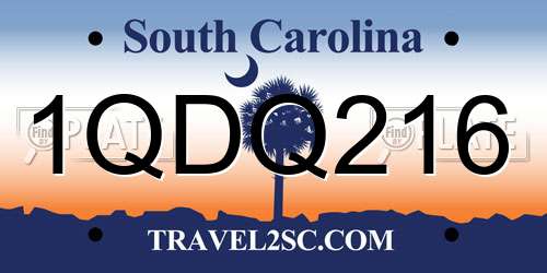 1QDQ216 South Carolina License Plate