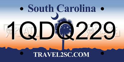 1QDQ229 South Carolina License Plate