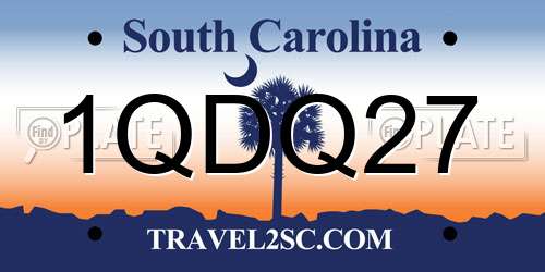 1QDQ27 South Carolina License Plate