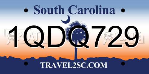 1QDQ729 South Carolina License Plate
