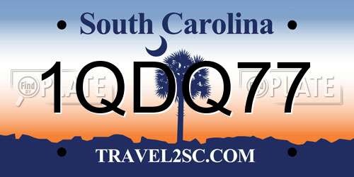 1QDQ77 South Carolina License Plate
