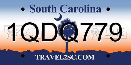1QDQ779 South Carolina License Plate