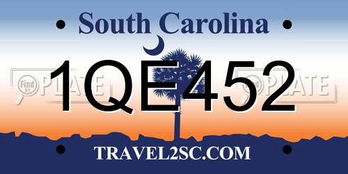 1QE452 South Carolina License Plate