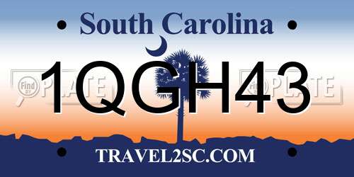 1QGH43 South Carolina License Plate