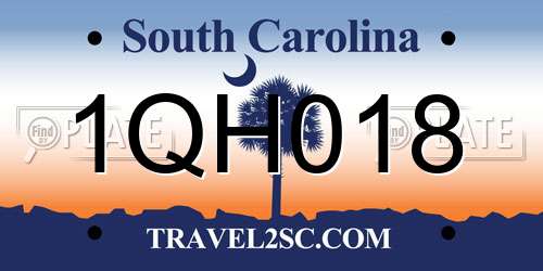 1QH018 South Carolina License Plate