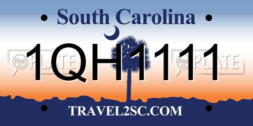 1QH1111 South Carolina License Plate