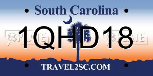 1QHD18 South Carolina License Plate