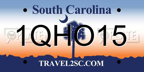 1QHO15 South Carolina License Plate