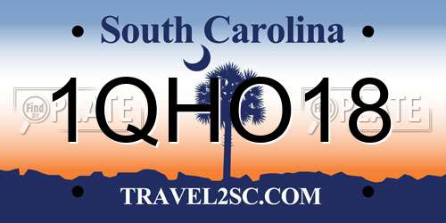 1QHO18 South Carolina License Plate