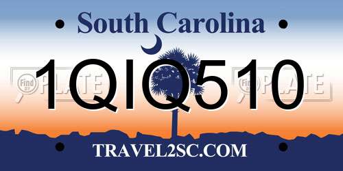 1QIQ510 South Carolina License Plate