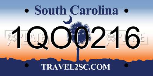 1QO0216 South Carolina License Plate