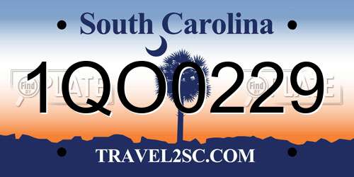 1QO0229 South Carolina License Plate