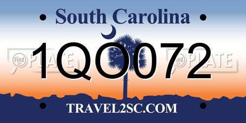 1QO072 South Carolina License Plate