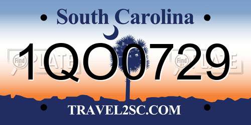 1QO0729 South Carolina License Plate