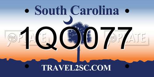 1QO077 South Carolina License Plate