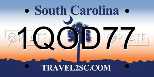 1QOD77 South Carolina License Plate