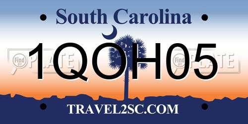 1QOH05 South Carolina License Plate