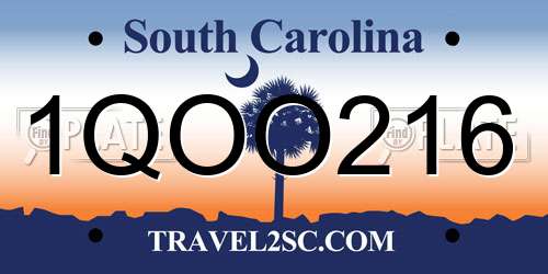 1QOO216 South Carolina License Plate