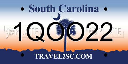1QOO22 South Carolina License Plate