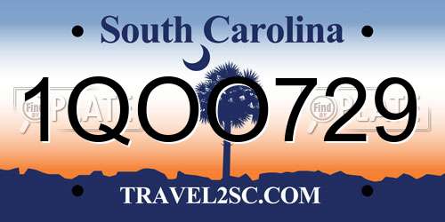 1QOO729 South Carolina License Plate
