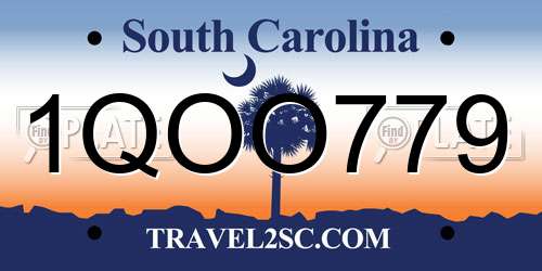 1QOO779 South Carolina License Plate