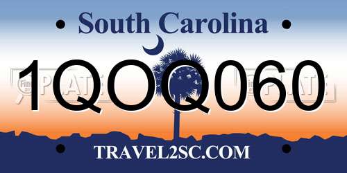 1QOQ060 South Carolina License Plate
