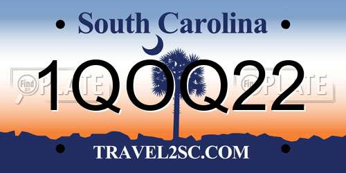 1QOQ22 South Carolina License Plate