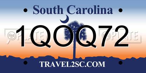 1QOQ72 South Carolina License Plate