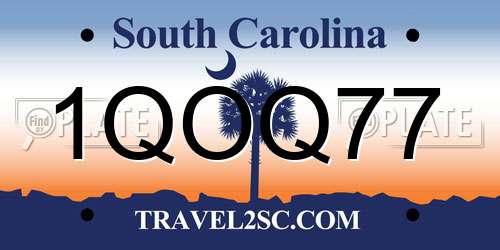 1QOQ77 South Carolina License Plate