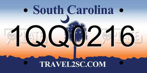 1QQ0216 South Carolina License Plate