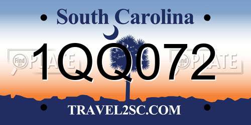 1QQ072 South Carolina License Plate