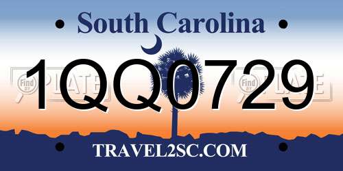 1QQ0729 South Carolina License Plate