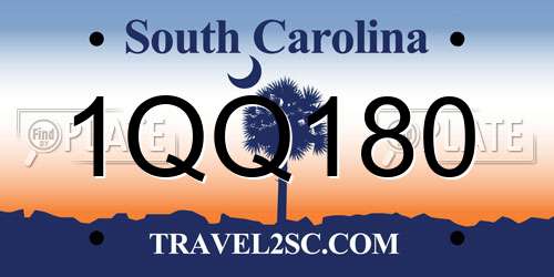 1QQ180 South Carolina License Plate