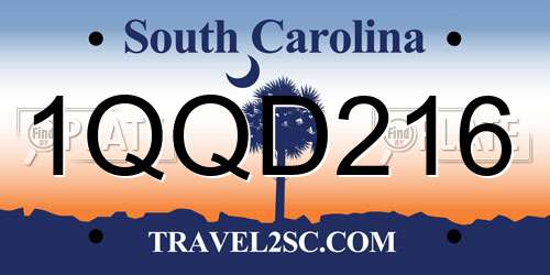 1QQD216 South Carolina License Plate