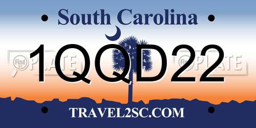 1QQD22 South Carolina License Plate