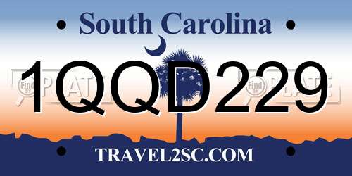 1QQD229 South Carolina License Plate