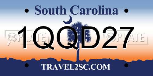 1QQD27 South Carolina License Plate